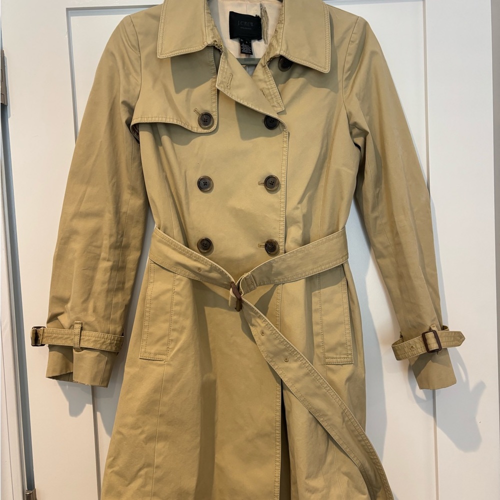 J. Crew Khaki Double-Breasted Trench Coat
